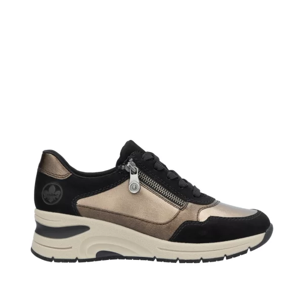 Rieker N9301-91 Ανατομικό Δερμάτινο Sneaker Χρυσό