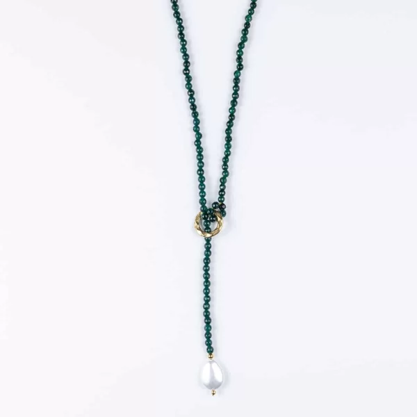 Χειροποίητο κολιέ CUORO από πράσινο μακρύ κολιέ