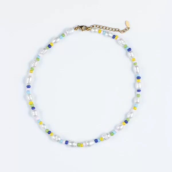 Χειροποίητο κολιέ Cuoro με μαργαριτάρια και πέτρες miyuki