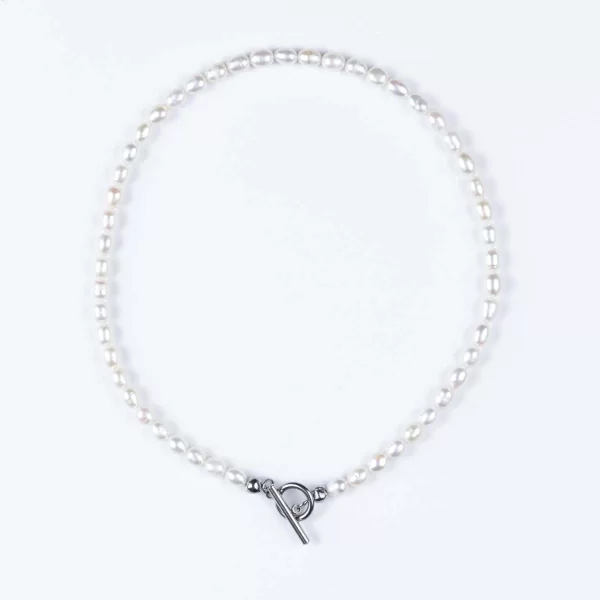 Χειροποίητο μαργαριταρένιο κολιέ Cuoro με ασημί ατσάλινο κούμπωμα