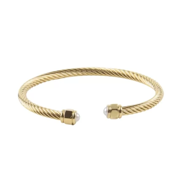 Ατσάλινη χειροπέδα Cuoro σύρμα με άκρες από πέρλα