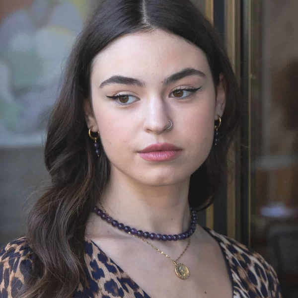 Χειροποίητο κολιέ Cuoro με ημιπολύτιμες πέτρες αμέθυστου