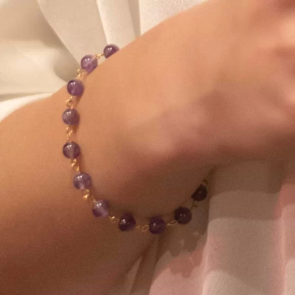 Χειροποίητο βραχιόλι Cuoro με αμέθυστο