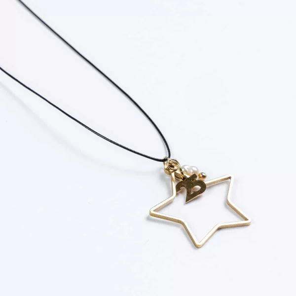 Χειροποίητο γούρι CUORO χρυσό αστέρι με μαργαριτάρι