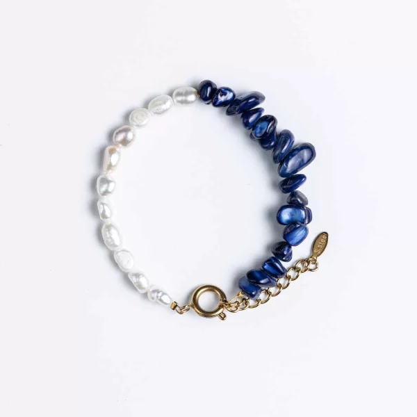 Χειροποίητο βραχιόλι CUORO από μαργαριτάρια και φίλντισι