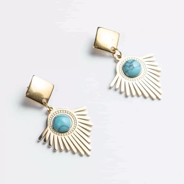 Ατσάλινα σκουλαρίκια CUORO με χαολίτη και σχήμα βεντάλιας