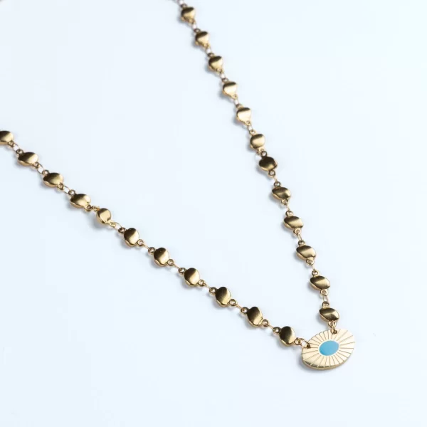 Χειροποίητο ατσάλινο κολιέ Cuoro με αλυσίδα με οβάλ στοιχεία και ατσάλινα οβάλ μοτίφ