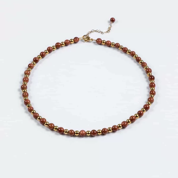 Χειροποίητο κολιέ CUORO με κεραμιδί χρυσόκολλα και χρυσά στοιχεία