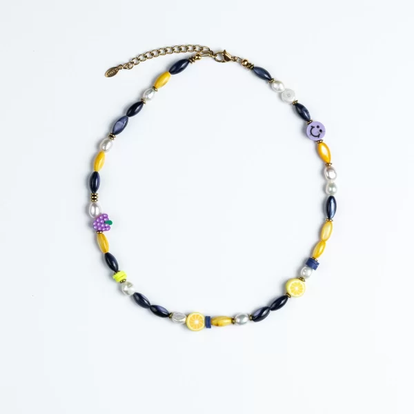 Χειροποίητο κολιέ Cuoro με φίλντισι μαργαριτάρια και φίμο