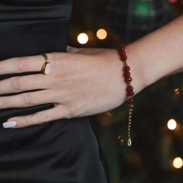 Χειροποίητο βραχιόλι CUORO με ματζέντα αχάτη κι αιματίτη