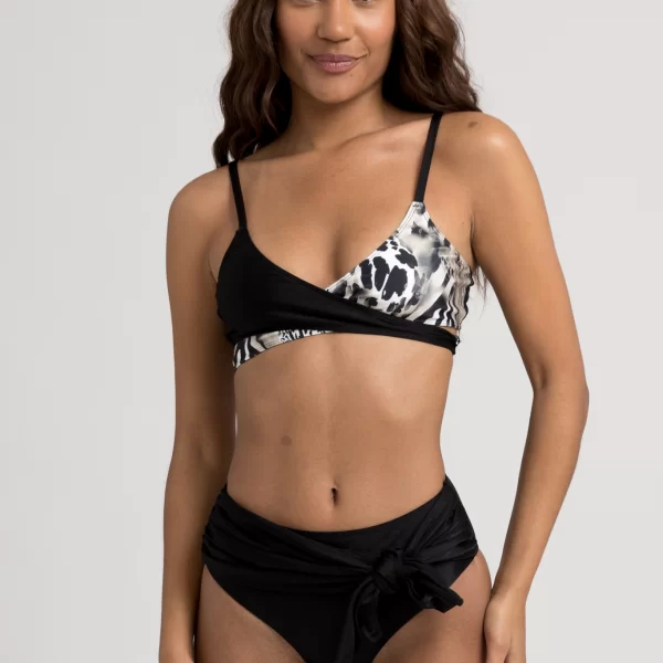 Σετ Μαγιό γυναικείο Bikini Ψηλόμεσο Black Animal Print ET1006-1-Μαύρο