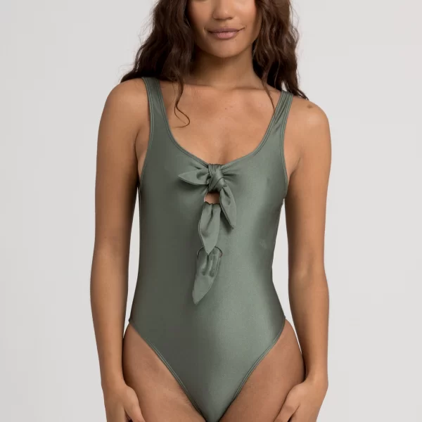 Μαγιό γυναικείο Ολόσωμο με Φιόγκους Olive ET1422-1-Χακί