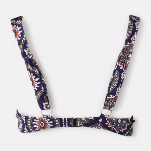 Γυναικείο μαγιό σετ μπλε μπορντό boho με ενίσχυση και ψηλόμεσο slip CL9076-1-Μπλε