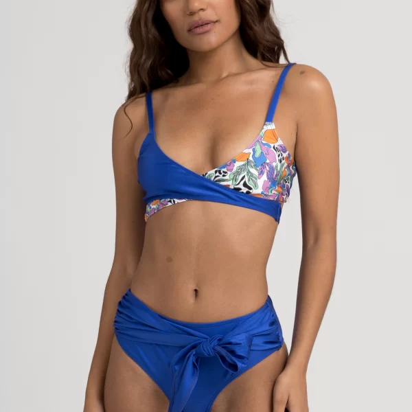 Σετ Μαγιό γυναικείο Bikini Ψηλόμεσο Blue Floral ET1006-2-Μπλε