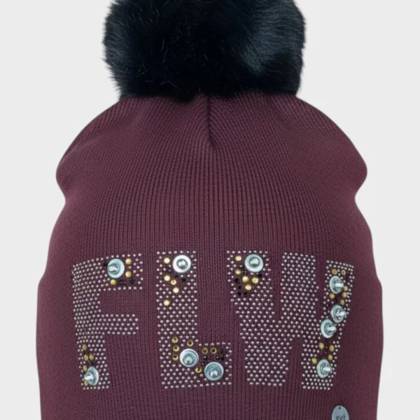 Γυναικείο Σκουφί Μπορντό με Πον-Πον & Στρας – SYT K9720-191-Μπορντώ