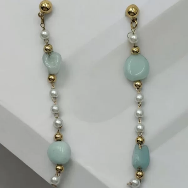 ΣΚΟΥΛΑΡΙΚΙΑ ΑΤΣΑΛΙ ΧΡΥΣΟ ΚΑΡΦΩΤΑ ΜΕ ΠΡΑΣΙΝΕΣ ΑΚΡΥΛΙΚΕΣ ΠΕΤΡΕΣ ΚΑΙ ΠΕΡΛΕΣ ΑΝΑΜΕΣΑ