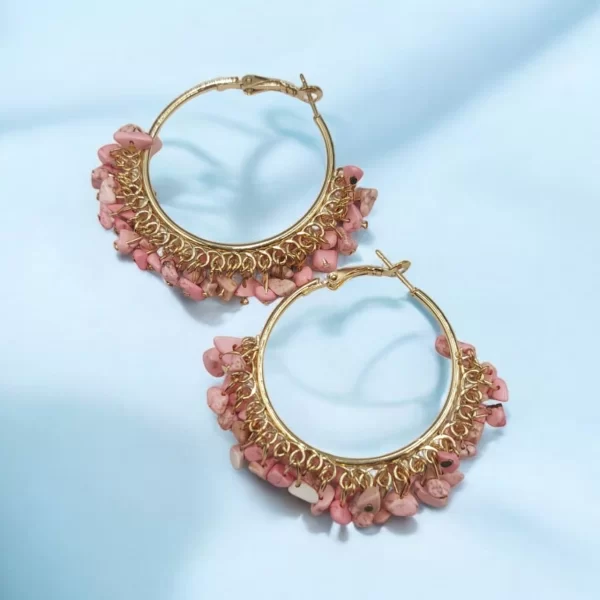 ΣΚΟΥΛΑΡΙΚΙΑ ΧΡΥΣΟ ΚΡΙΚΟΙ ΜΕ ΑΚΡΥΛΙΚΕΣ ΡΟΖ ΠΕΤΡΕΣ