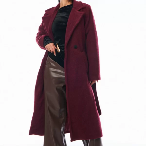 ΠΑΛΤΟ ΜΑΚΡΥ ΜΕ ΖΩΝΗ Μπορντό