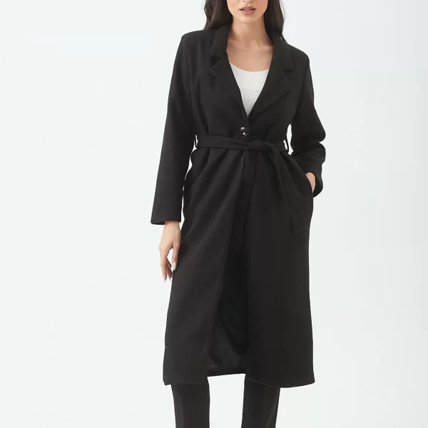 ΠΑΛΤΟ ΜΑΚΡΥ ΜΕ ΖΩΝΗ ΜΑΥΡΟ Μαύρο