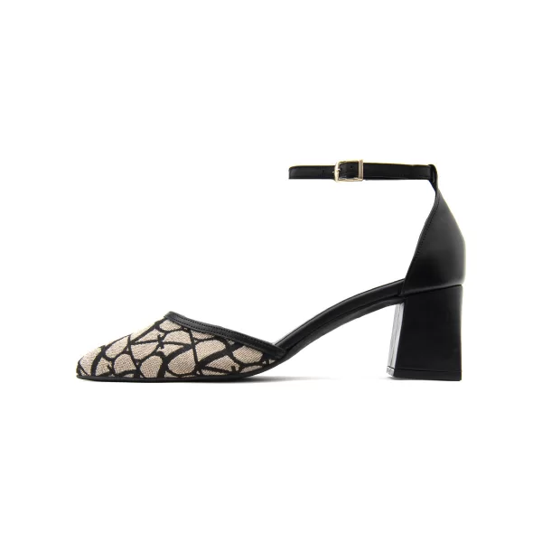 Γόβες Bacali Collection TEXTILE LEATHER MID HEEL PUMPS WOMEN