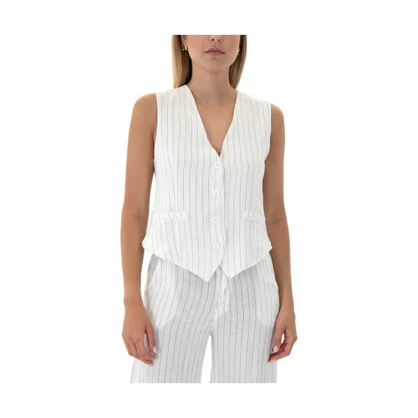 Αμάνικα/T-shirts χωρίς μανίκια Baker's Dozen LINEN PRINTED VEST WOMEN