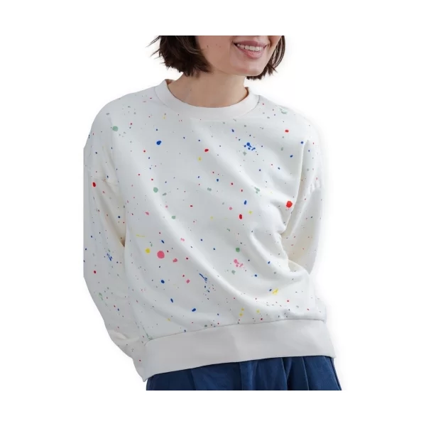 Φούτερ Brava Fabrics Splash Paint Rounded Sweatshirt - Ecru