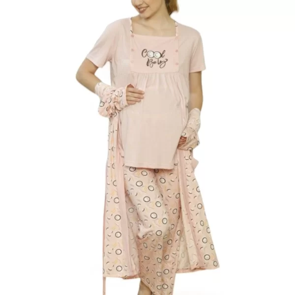 Πιτζάμα εγκυμοσύνης με ρόμπα Pijamood Cool Baby ροζ PJMD9624-Ροζ
