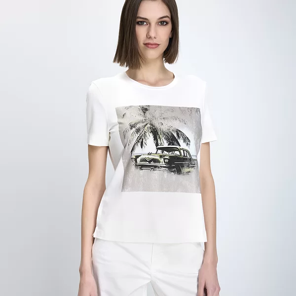 Gerry Weber Γυναικείο T-Shirt Κανονική Γραμμή Με Print Αυτοκίνητο Εκρού