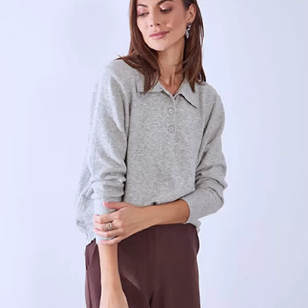 Πουλόβερ με γιακά και κουμπιά WT1738.4090+3