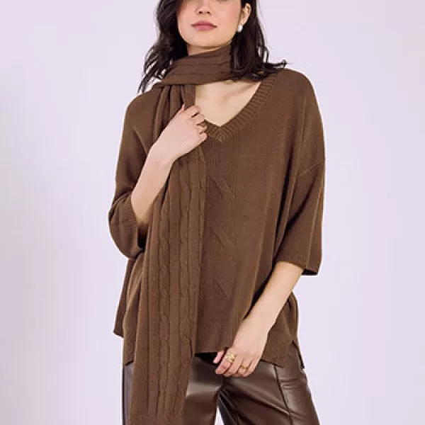 Πουλόβερ με αποσπώμενο κασκόλ SQ7568.4029+4