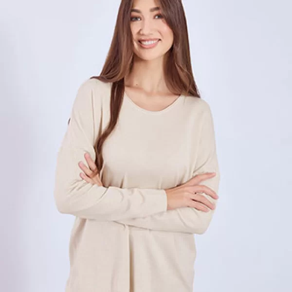 Πουλόβερ με αφινίριστη λαιμόκοψη WT1042.4322+5