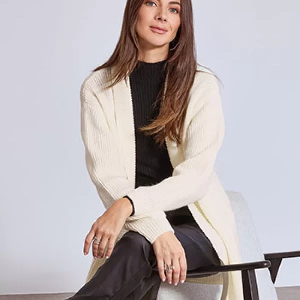 Ζακέτα μακριά πλεκτή ριπ WT1010.5001+2