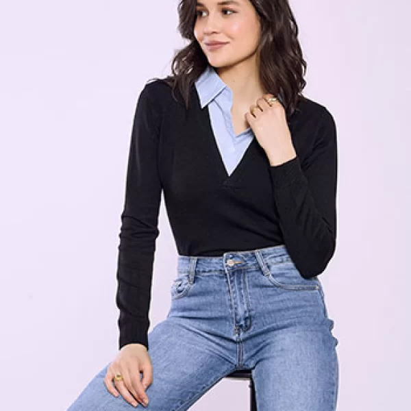 Πουλόβερ με γιακά πουκάμισου SQ7572.4063+1