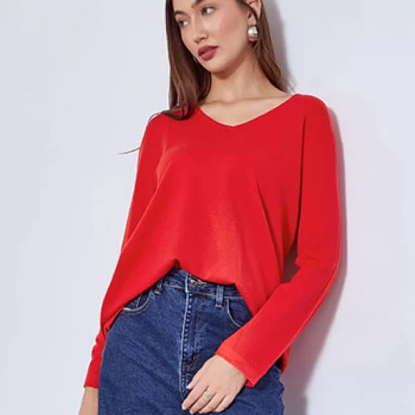 Πουλόβερ με αφινίριστες λεπτομέρειες WT1042.4320+6