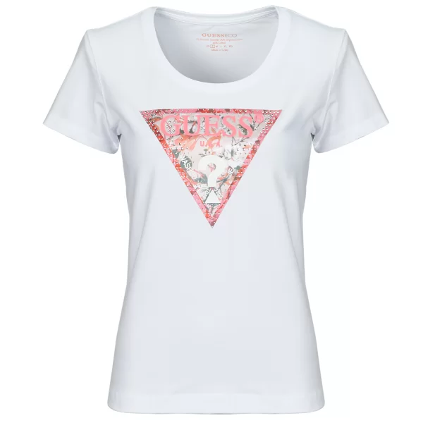 T-shirt με κοντά μανίκια Guess RN SATIN TRIANGLE