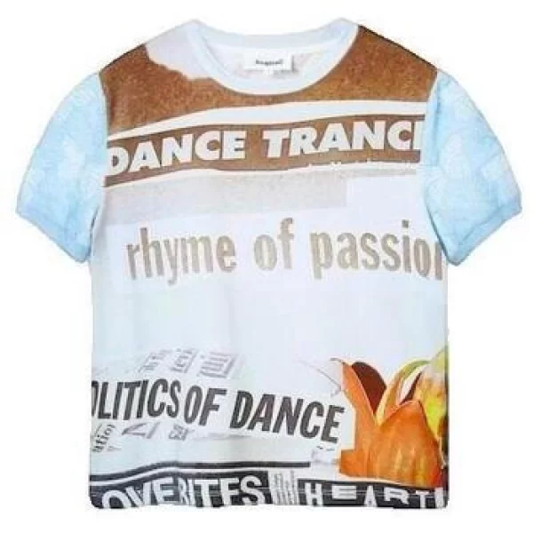 T-shirt με κοντά μανίκια Desigual T-shirt bleu à manches courtes