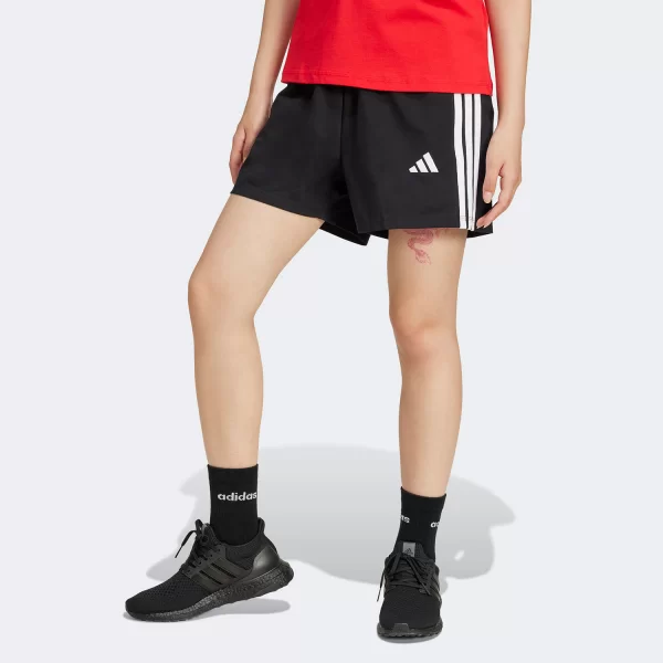 ADIDAS WOMEN'S ESSENTIALS 3-STRIPES COTTON SHORTS ΜΑΥΡΟ