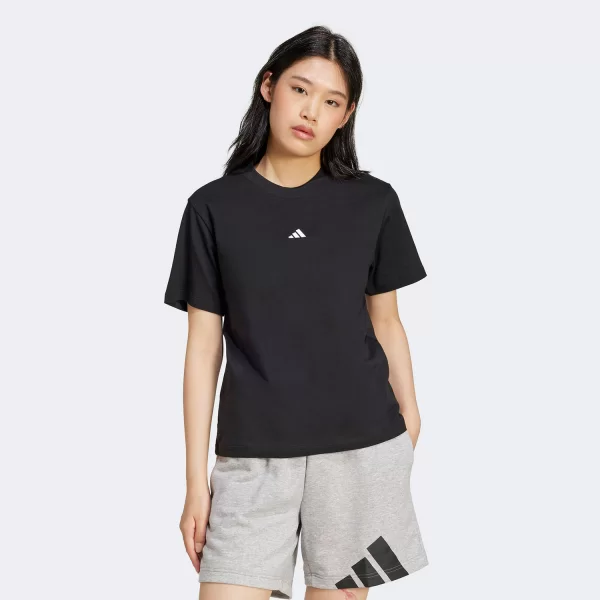 ADIDAS ESSENTIALS SMALL LOGO COTTON T-SHIRT ΜΑΥΡΟ