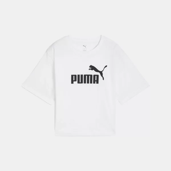 PUMA ESS CROPPED NO.1 LOGO RELAXED T-SHIRT ΑΣΠΡΟ