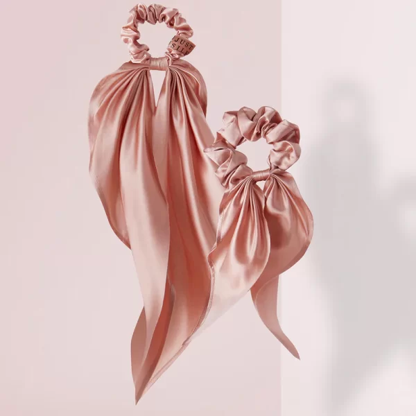 Ροζ μεταξωτά λαστιχάκια με κορδέλα