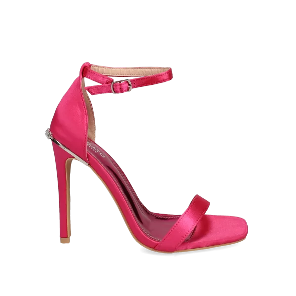 Φούξια σατέν ψηλοτάκουνο πέδιλο