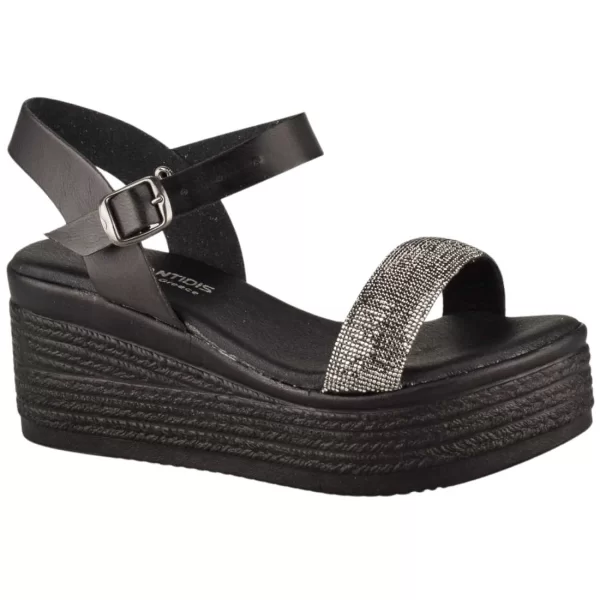 Γυναικεία Σανδάλια Πλατφόρμες με Στρας | Υφαντίδης | 123103 | Μαύρο