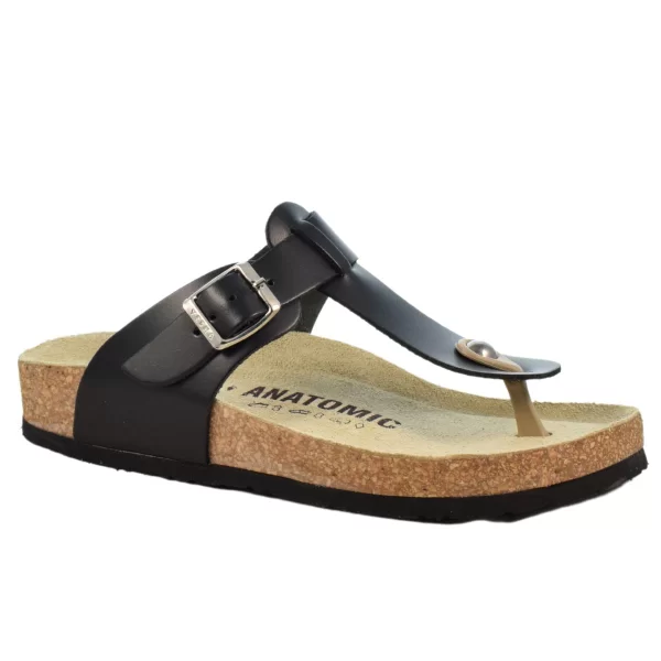 Γυναικείες Ανατομικές Δερμάτινες Παντόφλες | Vesna | 88006 | Μαύρο