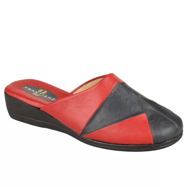 Γυναικείες Παντόφλες | Υφαντίδης | Δερμάτινες | 110027 | Μπορντό/Μπλε