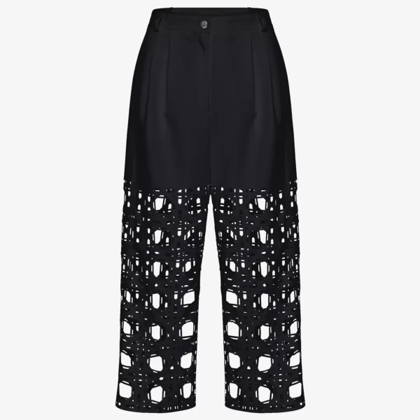 Pleated Cropped Pants in Black