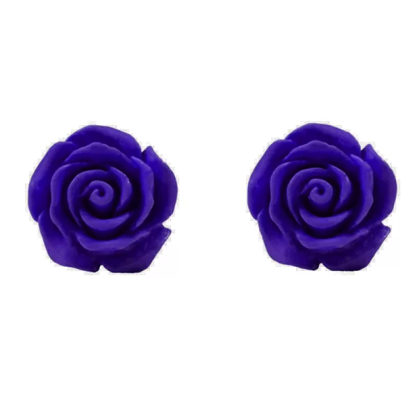 Jt Χειροποίητα ασημένια καρφωτά σκουλαρίκια τριαντάφυλλα Βιολετί