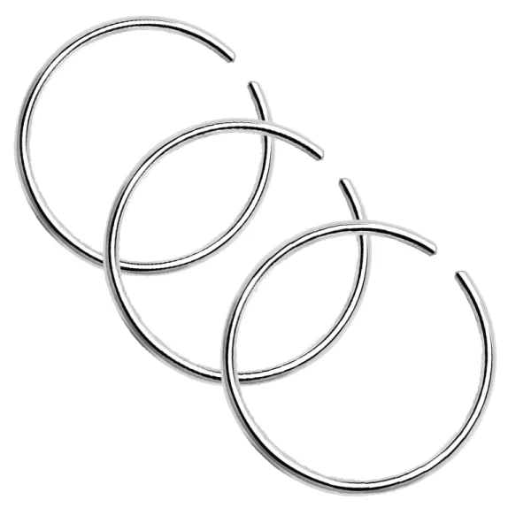 JT Σετ τρία σκουλαρίκια μύτης κρίκοι χειρουργικό ατσάλι 8mm Ασημί