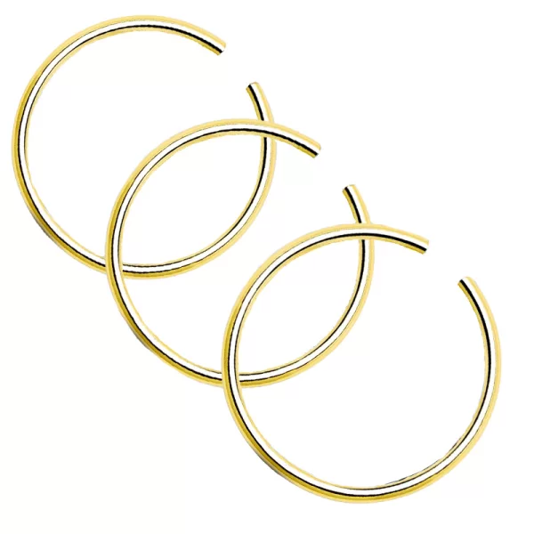 JT Σετ τρία σκουλαρίκια μύτης κρίκοι χειρουργικό ατσάλι 8mm Χρυσό