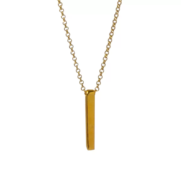 JT Χειροποίητο ασημένιο κολιέ μπάρα σε αλυσίδα Χρυσό