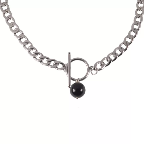 JT Unisex αλυσίδα λαιμού παχιά με T κούμπωμα & όνυχα 38 εκ.